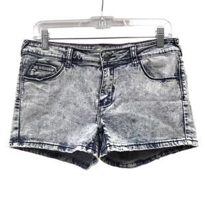 I & M Shorts Womens Large Booty Denim Acid Wash Blue White Star